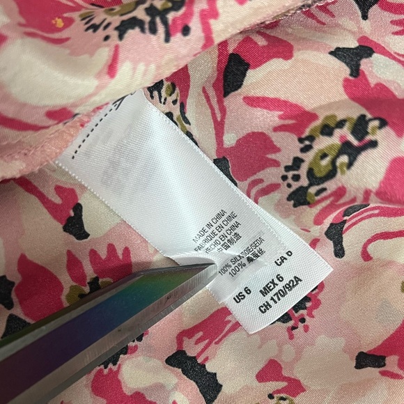 Juicy Couture women’s dress Pink Floral cap sleeve 100% silk size 6 - Picture 4 of 9